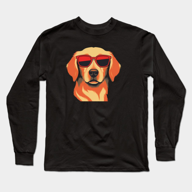 Golden retirever Dog, Dog wearing Shades Long Sleeve T-Shirt by logiamerch