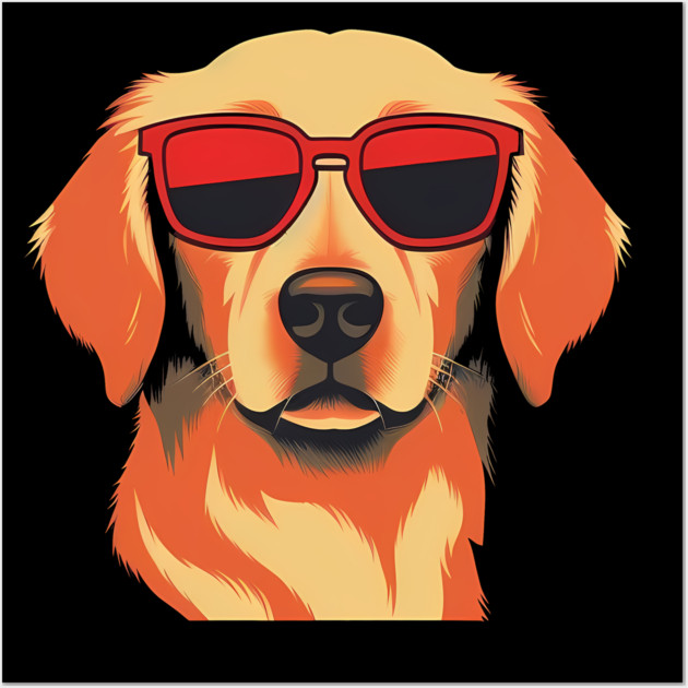 Golden retirever Dog, Dog wearing Shades Wall Art by logiamerch