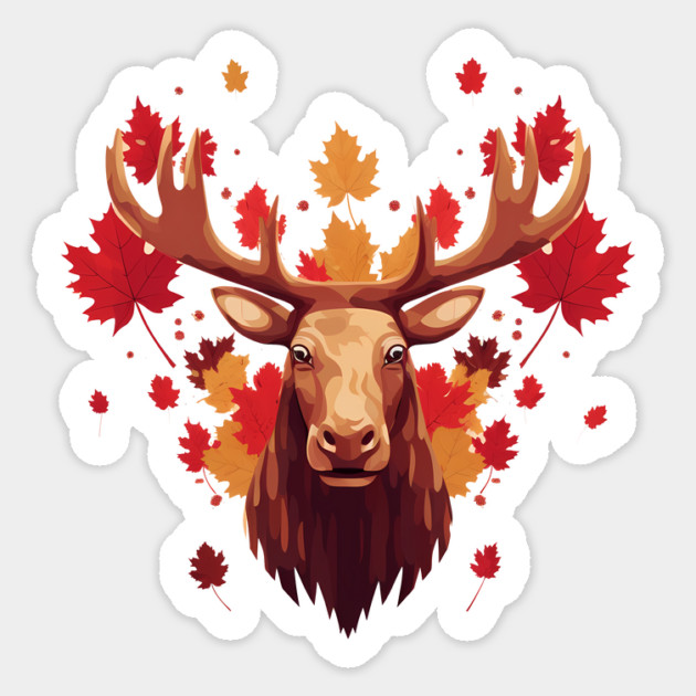 Moose with Maple leafs Canada Sticker by logiamerch