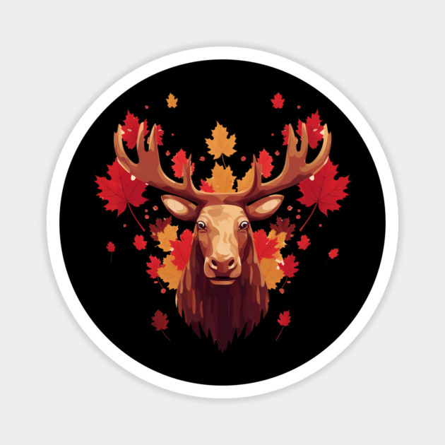 Moose with Maple leafs Canada Magnet by logiamerch