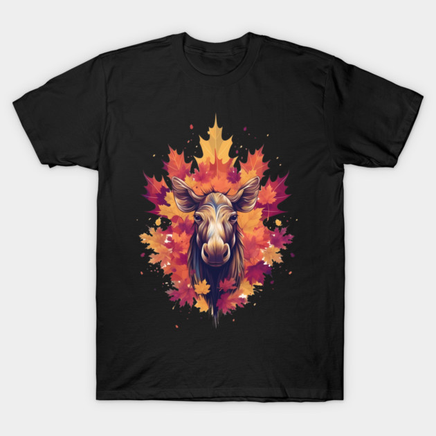 Moose with Maple leafs Canada T-Shirt by logiamerch