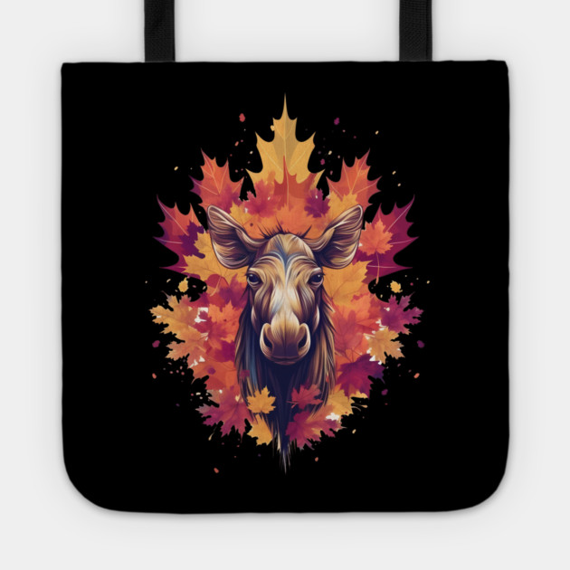 Moose with Maple leafs Canada Tote by logiamerch