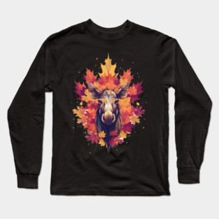 Moose with Maple leafs Canada Long Sleeve T-Shirt