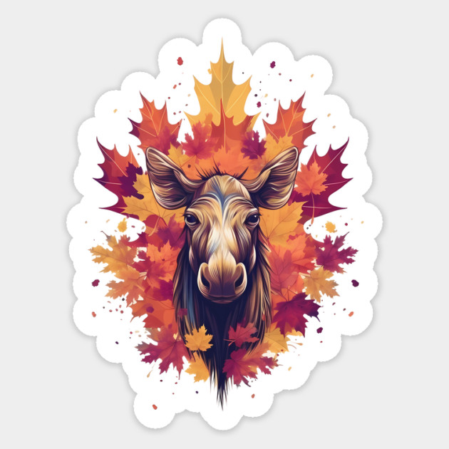 Moose with Maple leafs Canada Sticker by logiamerch