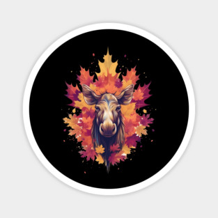 Moose with Maple leafs Canada Magnet