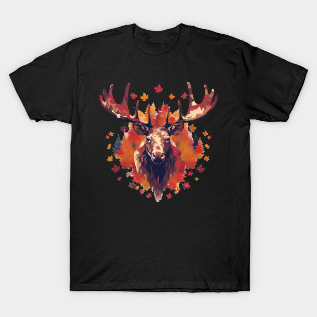 Moose with Maple leafs Canada T-Shirt by logiamerch