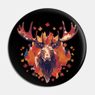 Moose with Maple leafs Canada Pin