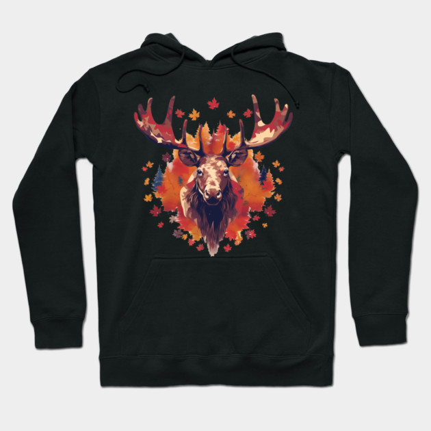 Moose with Maple leafs Canada Hoodie by logiamerch