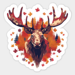 Moose with Maple leafs Canada Sticker
