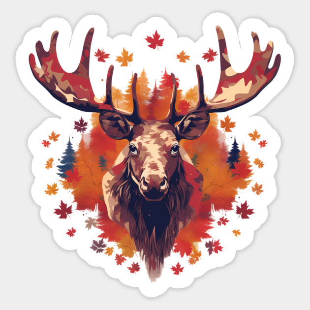 Moose with Maple leafs Canada Sticker by logiamerch