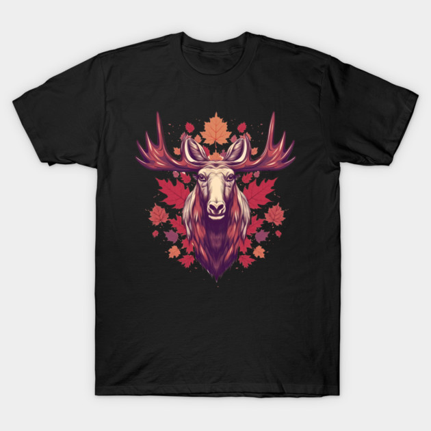 Moose with Maple leafs Canada T-Shirt by logiamerch