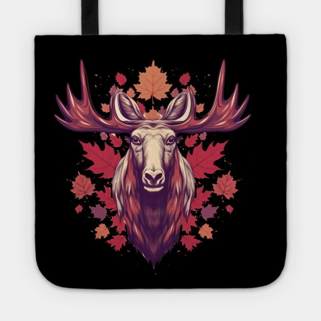Moose with Maple leafs Canada Tote by logiamerch