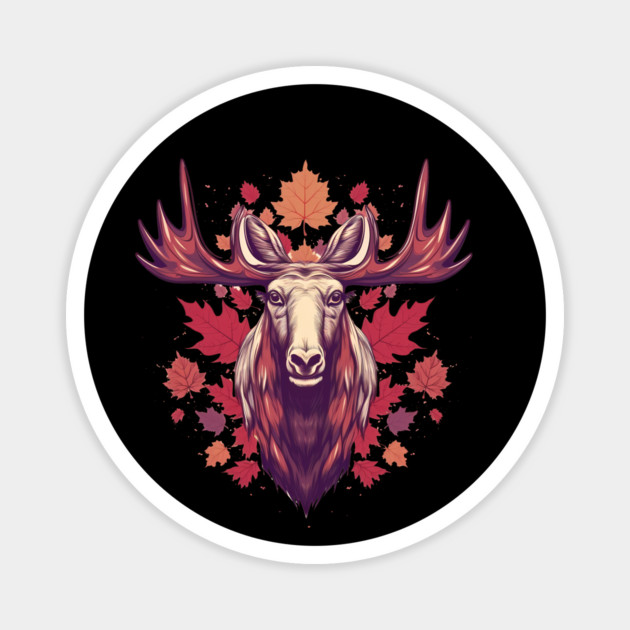Moose with Maple leafs Canada Magnet by logiamerch
