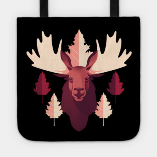 Moose with Maple leafs Canada Tote