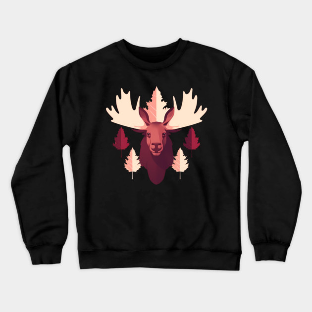 Moose with Maple leafs Canada Crewneck Sweatshirt by logiamerch