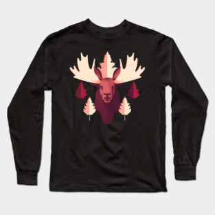 Moose with Maple leafs Canada Long Sleeve T-Shirt