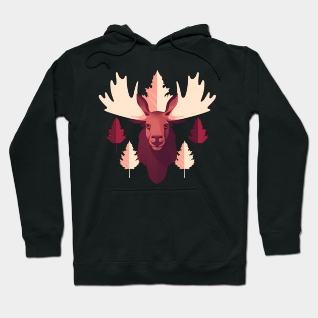 Moose with Maple leafs Canada Hoodie by logiamerch