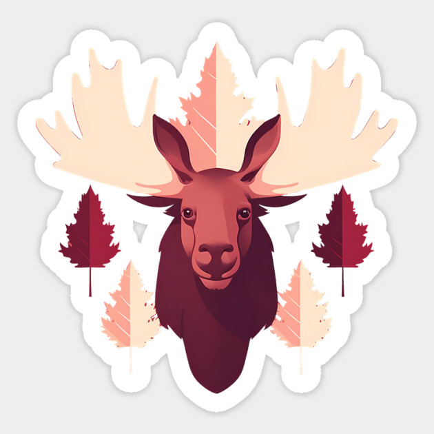 Moose with Maple leafs Canada Sticker by logiamerch