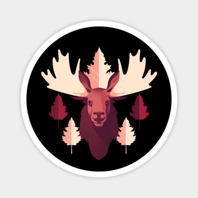 Moose with Maple leafs Canada Magnet by logiamerch