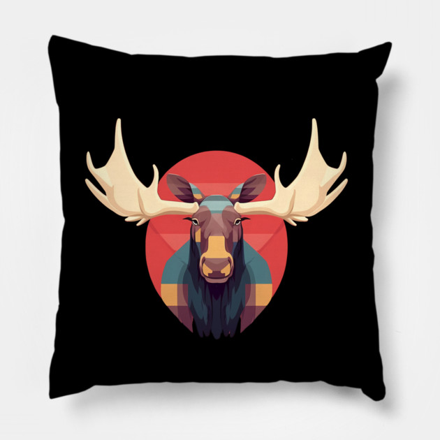 Cool Moose, Forest Animal Pillow by logiamerch