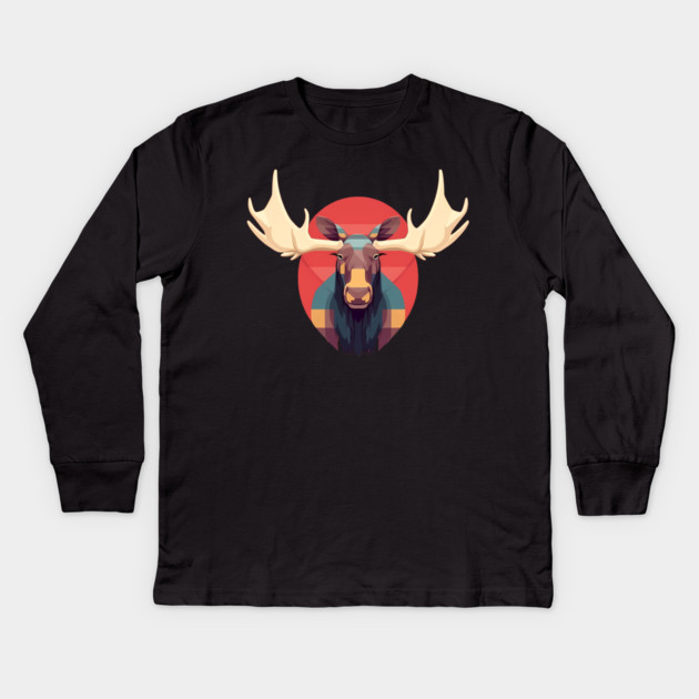Cool Moose, Forest Animal Kids Long Sleeve T-Shirt by logiamerch