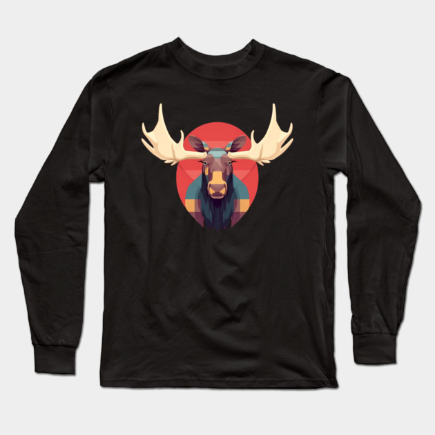 Cool Moose, Forest Animal Long Sleeve T-Shirt by logiamerch