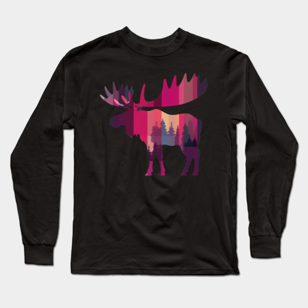Moose, Forest Animal Long Sleeve T-Shirt by logiamerch