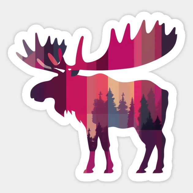Moose, Forest Animal Sticker by logiamerch