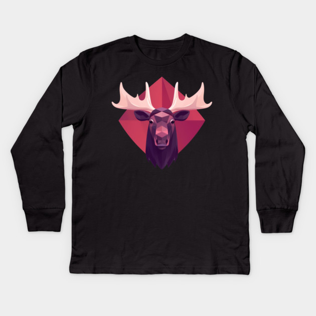Moose, Forest Animal Kids Long Sleeve T-Shirt by logiamerch