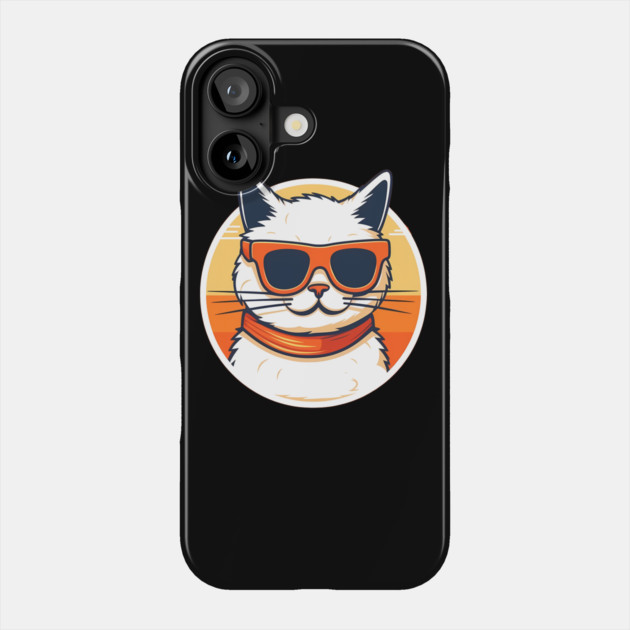 Cat with Shades, Sunset Phone Case by logiamerch