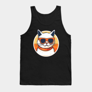 Cat with Shades, Sunset Tank Top