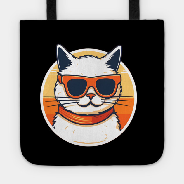 Cat with Shades, Sunset Tote by logiamerch