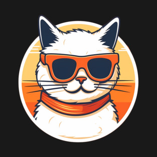 Cat with Shades, Sunset T-Shirt