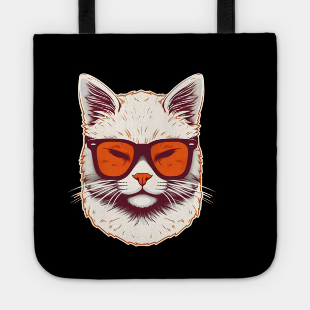 White Cat with Shades, Sunset Tote by logiamerch