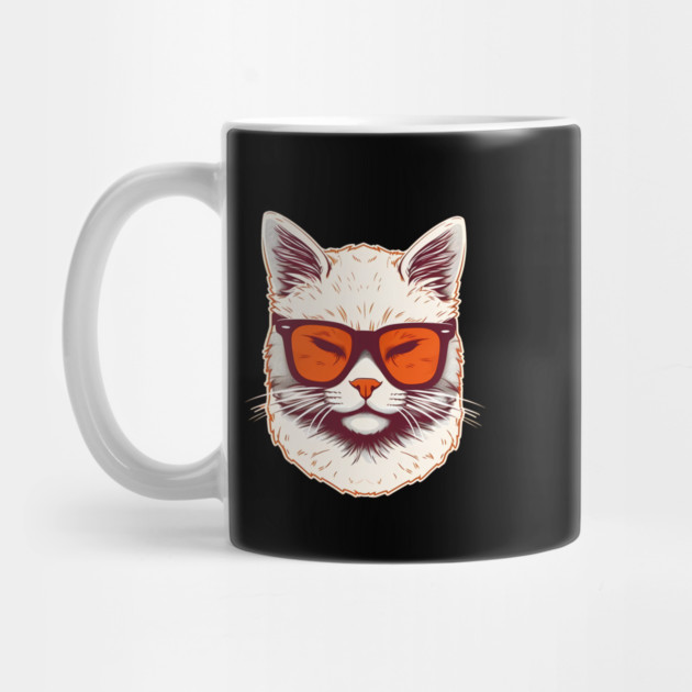 White Cat with Shades, Sunset by logiamerch