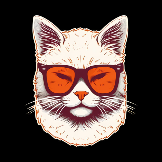 White Cat with Shades, Sunset by logiamerch