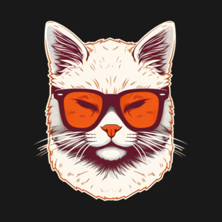 White Cat with Shades, Sunset T-Shirt