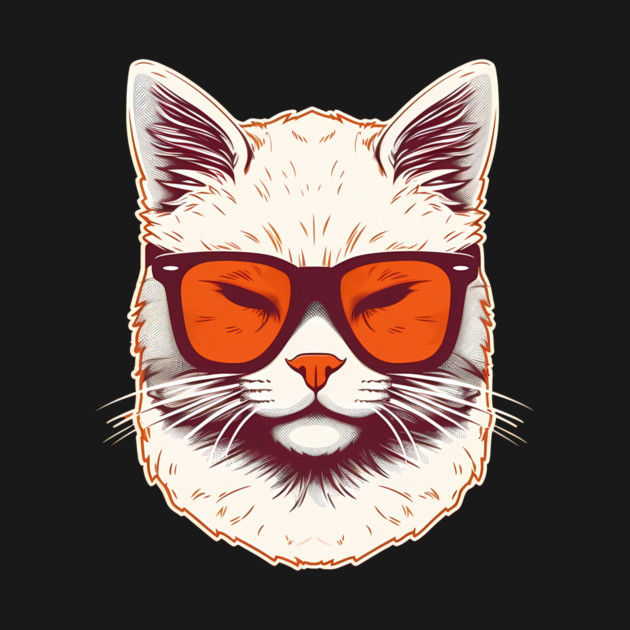 White Cat with Shades, Sunset by logiamerch