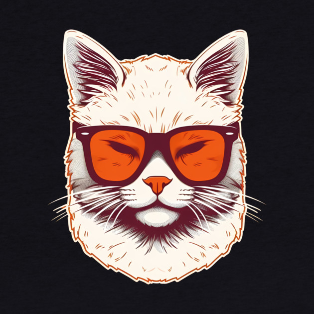White Cat with Shades, Sunset by logiamerch