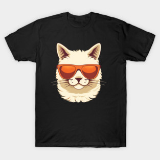 White Cat with Shades, Sunset T-Shirt