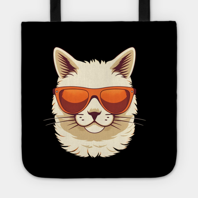 White Cat with Shades, Sunset Tote by logiamerch
