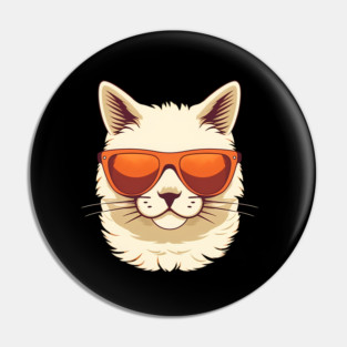 White Cat with Shades, Sunset Pin
