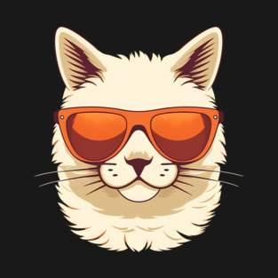 White Cat with Shades, Sunset T-Shirt