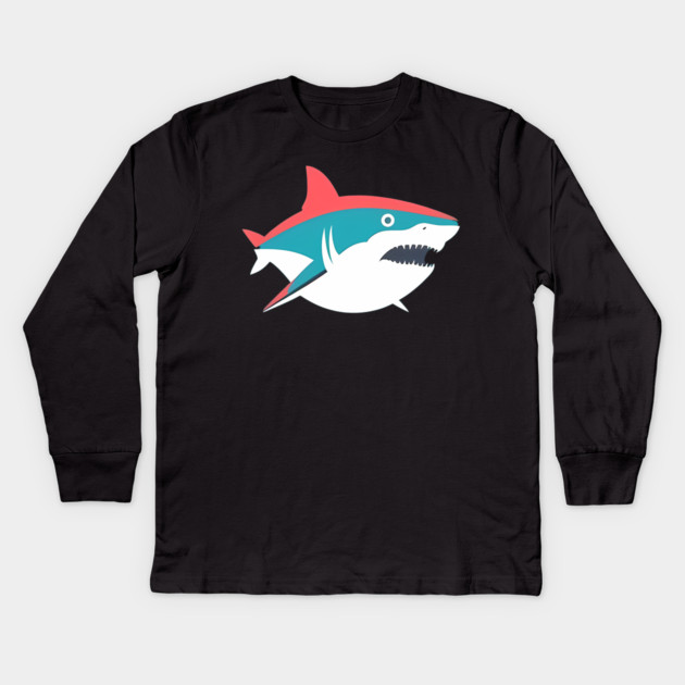 Minimal Shark, Love Sharks Kids Long Sleeve T-Shirt by logiamerch
