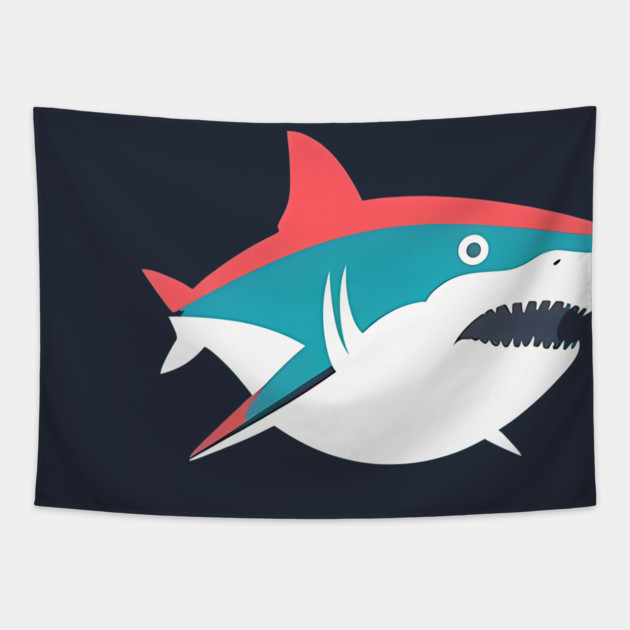 Minimal Shark, Love Sharks Tapestry by logiamerch