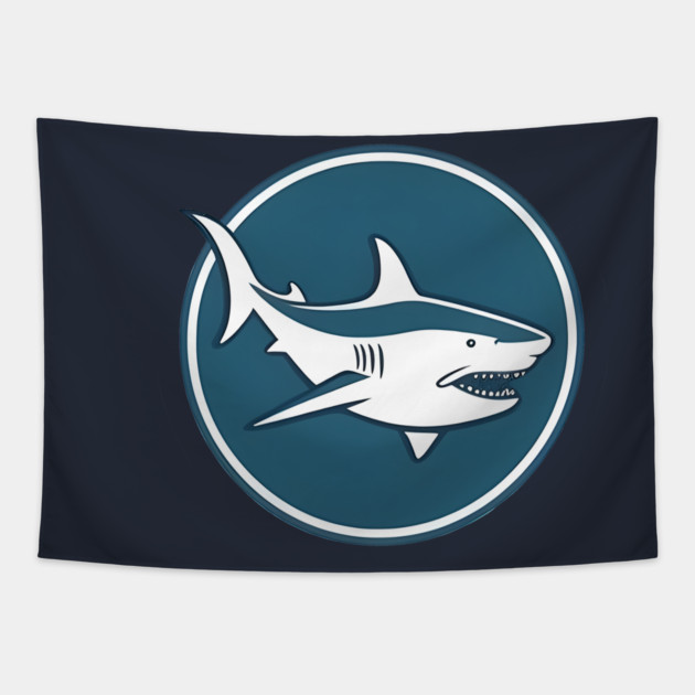 Minimal Shark, Love Sharks Tapestry by logiamerch