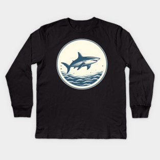 Shark Illustration, Love Sharks Kids Long Sleeve T-Shirt