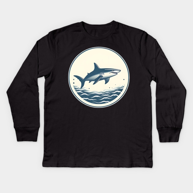 Shark Illustration, Love Sharks Kids Long Sleeve T-Shirt by logiamerch