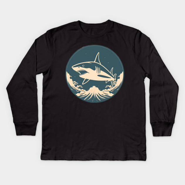 Shark Illustration, Love Sharks Kids Long Sleeve T-Shirt by logiamerch