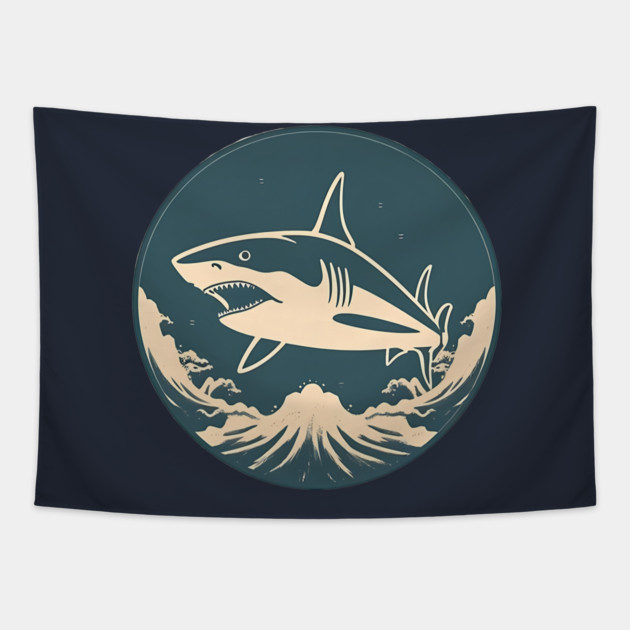 Shark Illustration, Love Sharks Tapestry by logiamerch